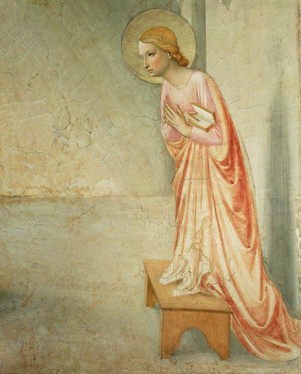 Zwiastowanie, fragment Matki Boskiej, fresk z 1442 r. zob. 72388 autorstwa Fra Angelico