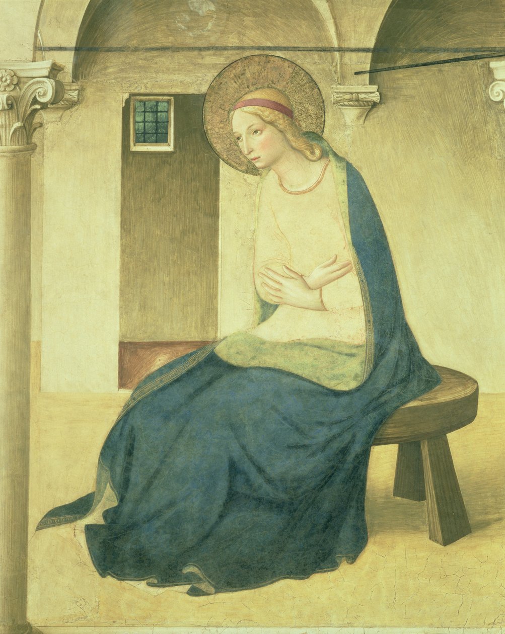 Zwiastowanie, fragment Matki Boskiej, fresk ok. 1438-45 zob. 29030 autorstwa Fra Angelico