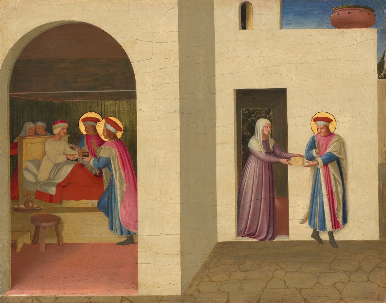 Uzdrowienie Palladii przez św. Kosmy i św. 14381440. autorstwa Fra Angelico