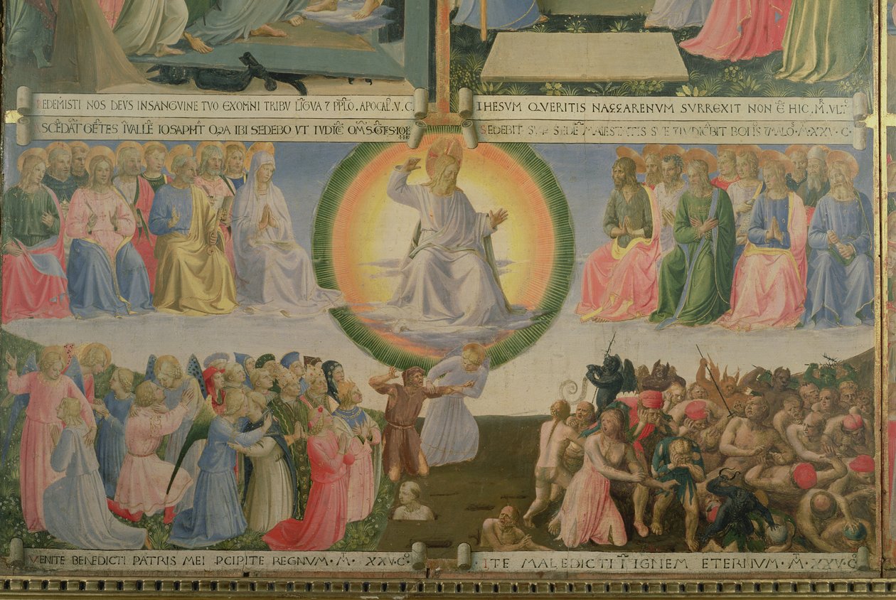 Sąd Ostateczny, fragment z czwartego panelu Srebrnego Skarbca Santissima Annunziata, ok. 1450-53 (tempera na panelu) autorstwa Fra Angelico