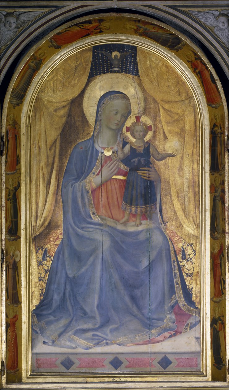 Tryptyk z Linaiuoli, detal Dziewicy z Dzieciątkiem, 1433, tempera na płycie, patrz także 76093 autorstwa Fra Angelico