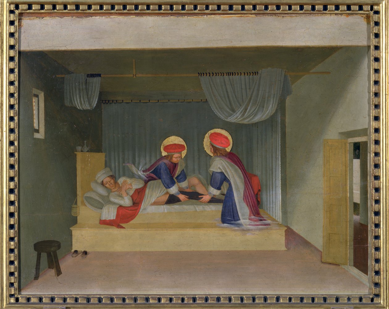 Cud diakona Justyniana, z predelli ołtarza San Marco, 1440 (tempera na płycie) autorstwa Fra Angelico