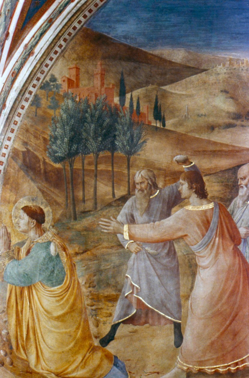 Ukamienowanie św. Szczepana, połowa XV wieku autorstwa Fra Angelico