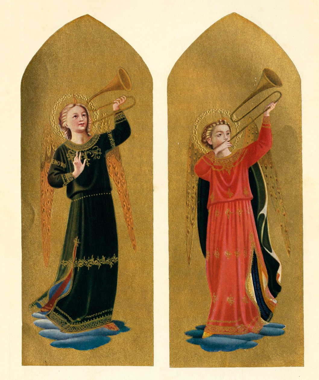 Dwa anioły z trąbkami, XV w., ok. 1909 r. autorstwa Fra Angelico