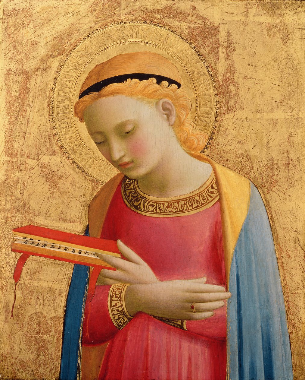 Marii Annunciate, 1450-55 (złoty liść i tempera na desce) (patrz także 139311) autorstwa Fra Angelico