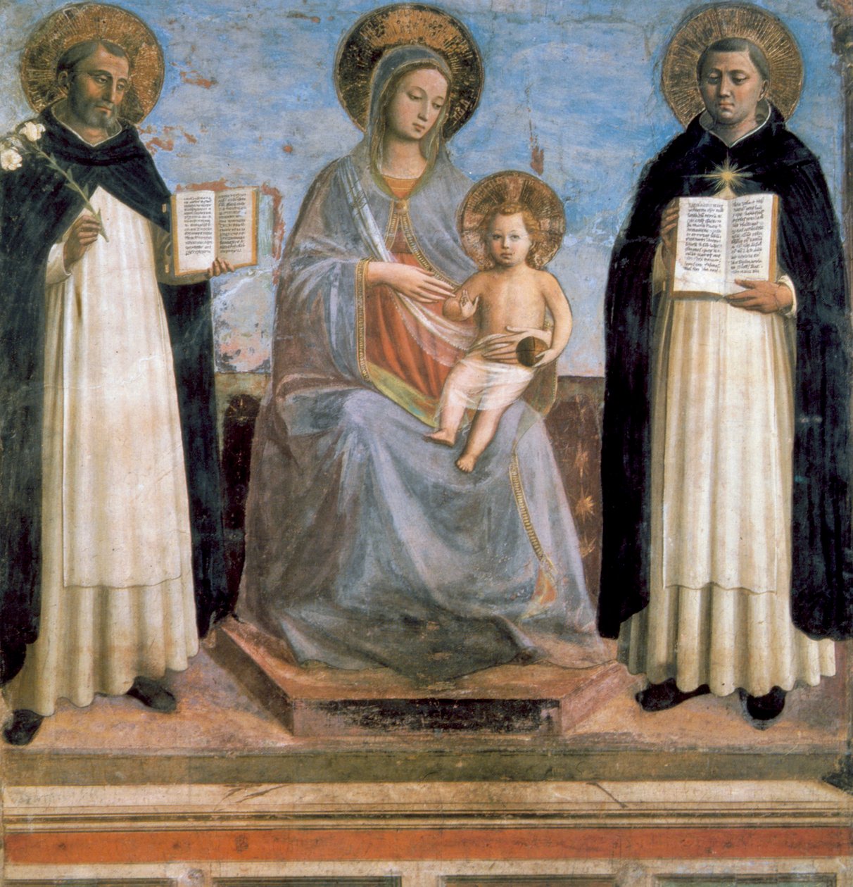 Dziewica z Dzieciątkiem ze św. Antonim Padewskim i św. Tomaszem z Akwinu, początek XV w. autorstwa Fra Angelico