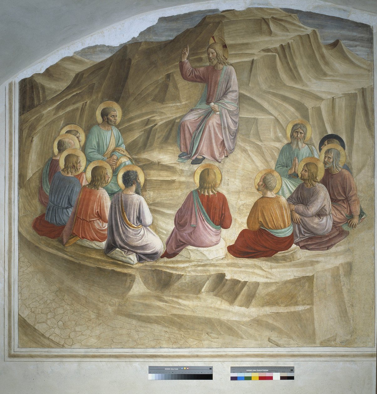 kazanie na górze: Chrystus rozmawia z apostołami 1438 autorstwa Fra Angelico
