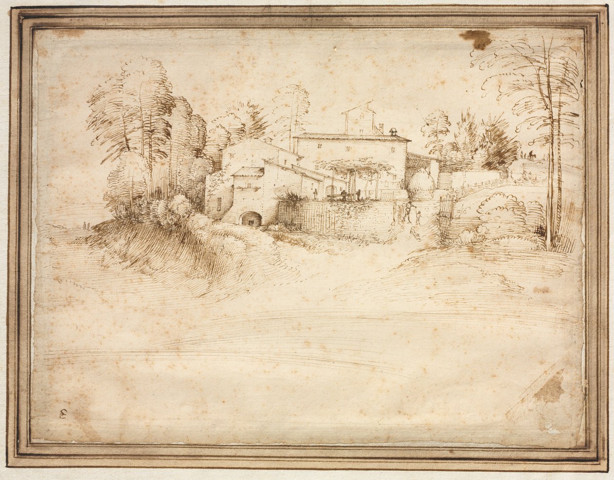 Dom wiejski na zboczu wzgórza, ok. 1900 r. 1508. autorstwa Fra Bartolommeo