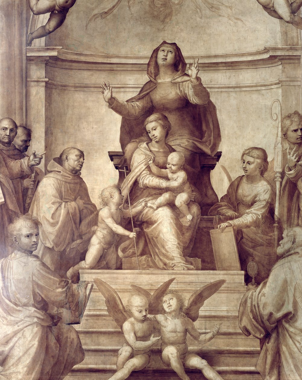 Ołtarz Wielkiej Rady, detal przedstawiający Sacra Conversazione, 1510 olej na detalu panelu z 94753 zob. także 94718-21 autorstwa Fra Bartolommeo