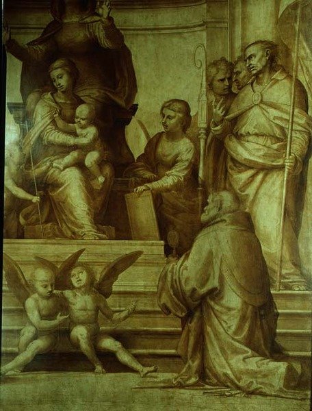 Ołtarz Wielkiego Soboru, szczegół przedstawiający świętych zebranych po lewej stronie Dziewicy, 1510 autorstwa Fra Bartolommeo