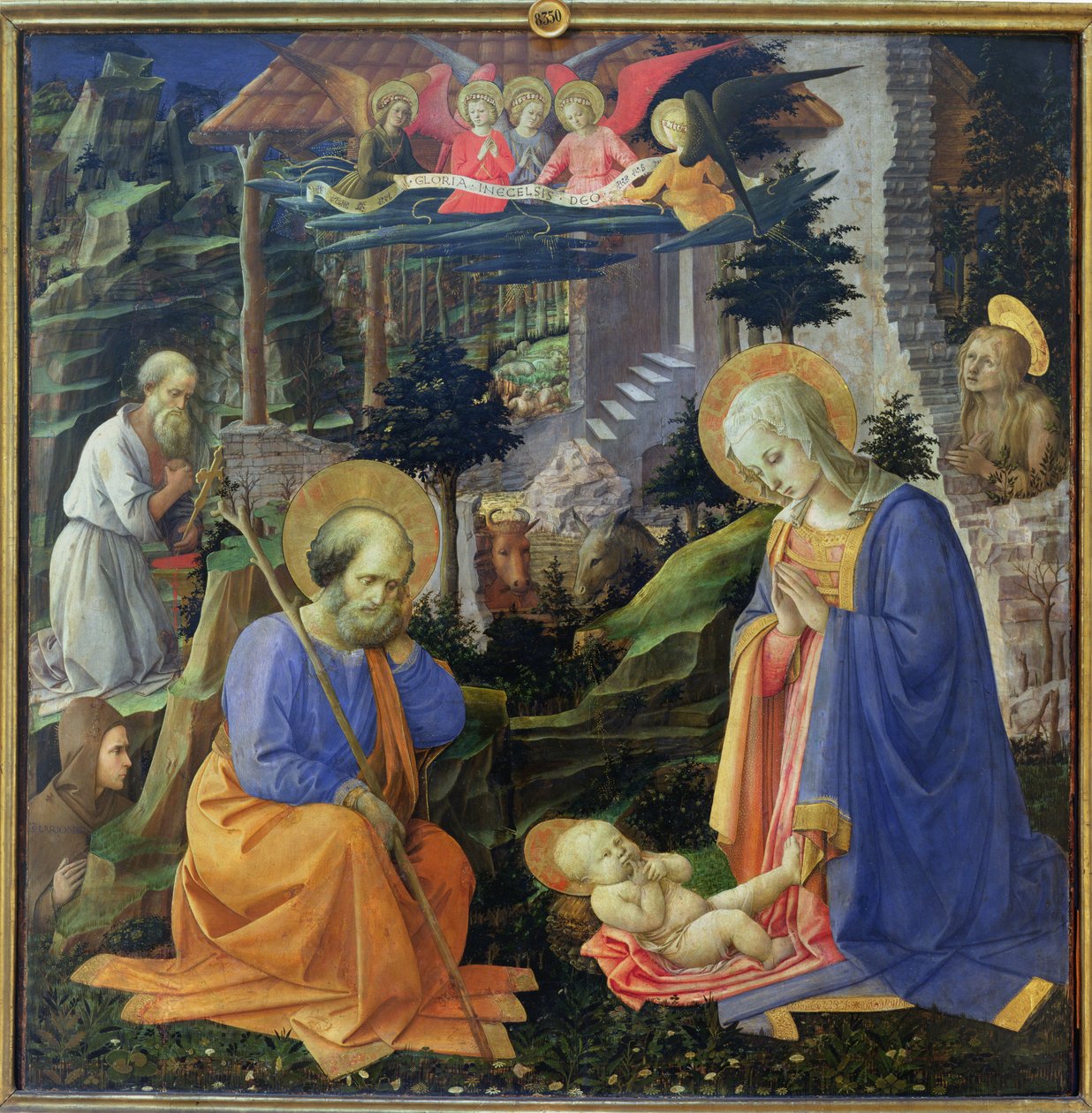 Adoracja Dzieciątka z SS. Hilary, Hieronim, Maria Magdalena i Aniołowie (tempera na panelu) autorstwa Fra Filippo Lippi