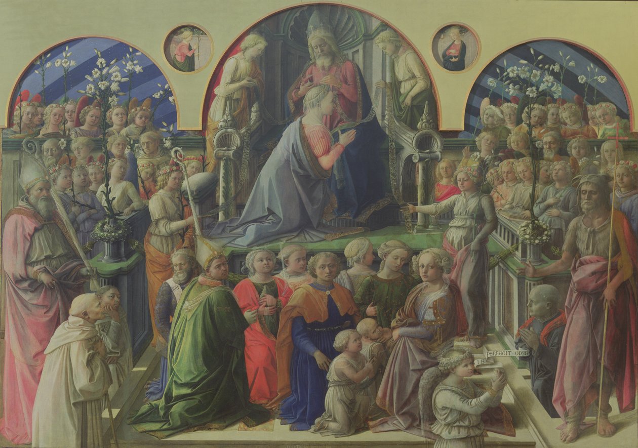 Koronacja Matki Boskiej ze Świętymi i Aniołami, 1441-47 (tempera na desce) autorstwa Fra Filippo Lippi