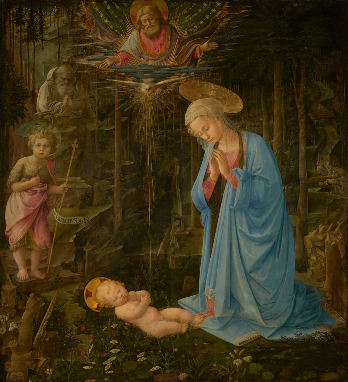 Adoracja w lesie autorstwa Fra Filippo Lippi