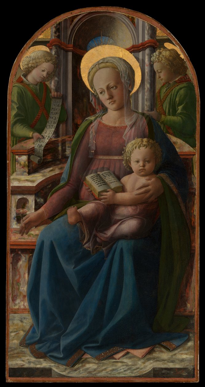 Madonna na tronie z Dzieciątkiem i dwoma aniołami autorstwa Fra Filippo Lippi