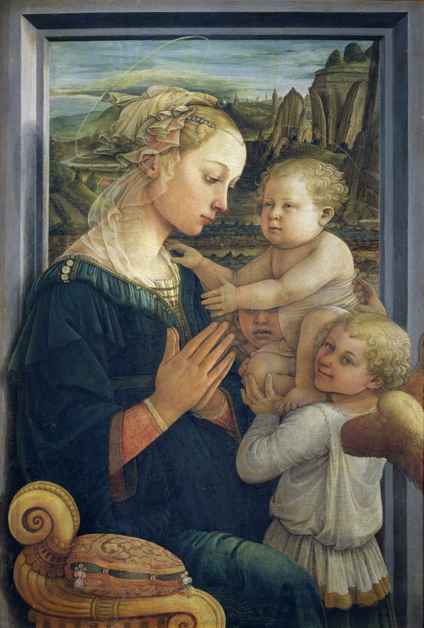 Madonna z Dzieciątkiem z Aniołami, ok. 1455 (tempera na panelu) autorstwa Fra Filippo Lippi