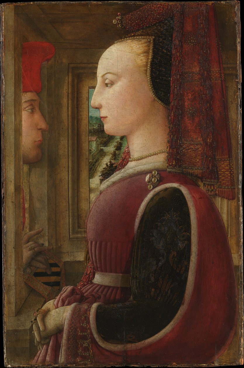 Portret kobiety z mężczyzną przy oknie autorstwa Fra Filippo Lippi