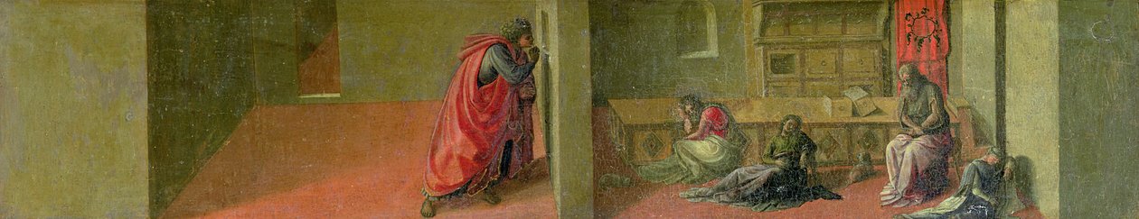 Święty Mikołaj obdarowuje trzy zubożałe panny swoim dziedzictwem (w kaplicy Martelli) (panel) autorstwa Fra Filippo Lippi