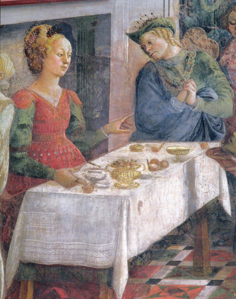 Święto Heroda; szczegół przedstawiający Heroda z cyklu fresk Żywoty SS. Szczepan i Jan Chrzciciel z Capella dell„Assunta autorstwa Fra Filippo Lippi