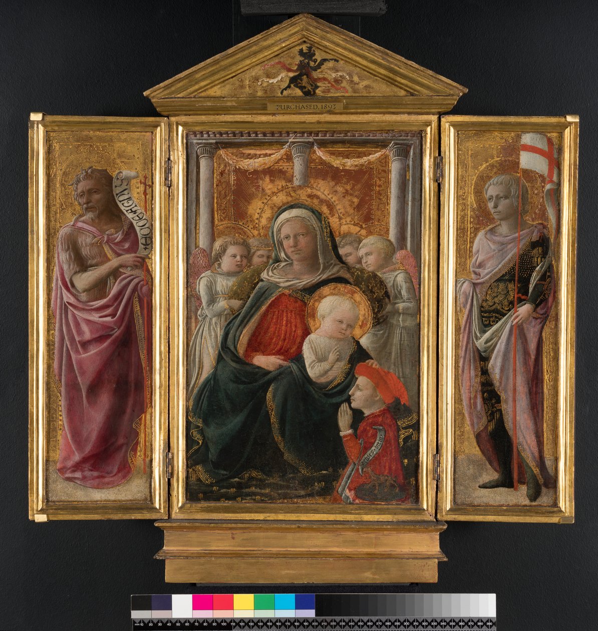 Tryptyk: Madonna z Dzieciątkiem ze św. Janem Chrzcicielem i św. Jerzym, ok. 1437 (panel) autorstwa Fra Filippo Lippi