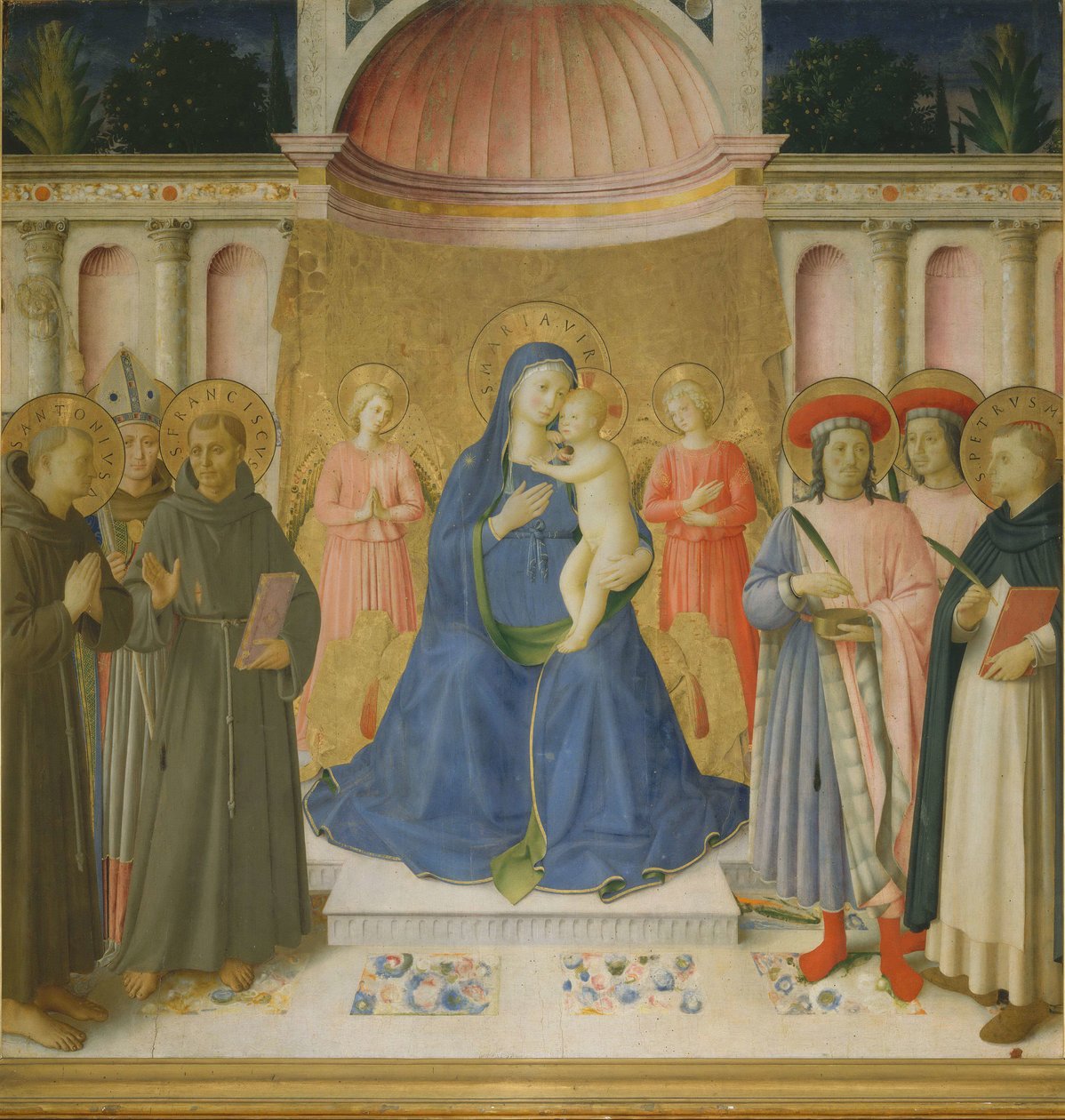 Święta rozmowa Pala von Bosco ai Frati, c. 1450. autorstwa Fra Giovanni Angelico da Fiesole