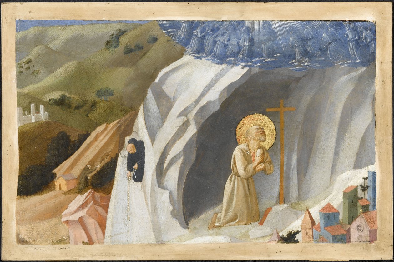 Św. Benedykt kuszony na pustyni, 1430 autorstwa Fra Giovanni Angelico da Fiesole