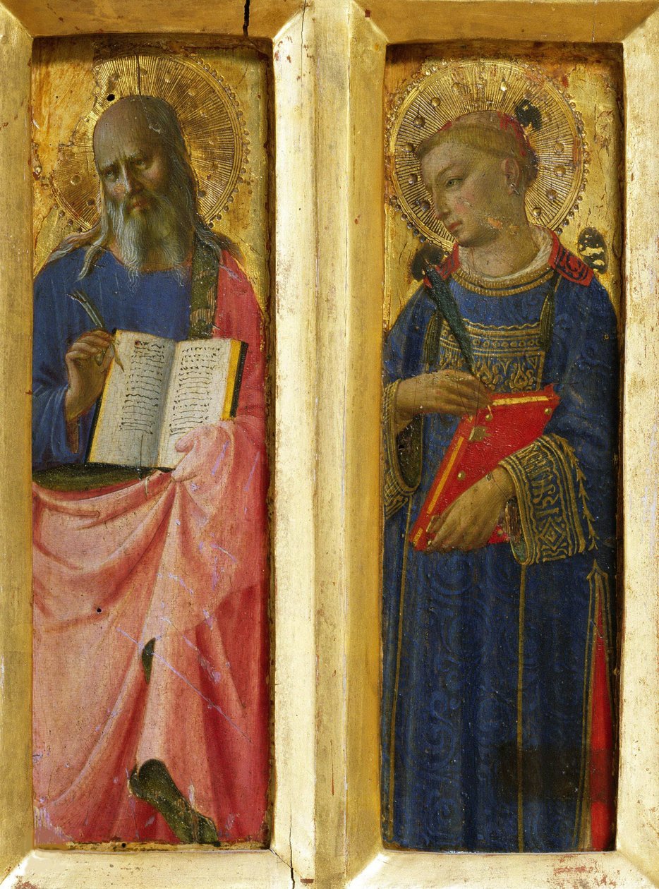 Św. Jan Ewangelista i św. Szczepan Z Ołtarza Perugii, ok. 1437. autorstwa Fra Giovanni Angelico da Fiesole