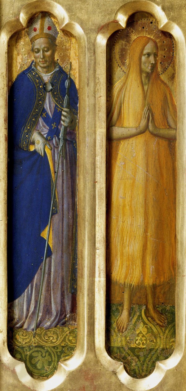 Św. Ludwik z Tuluzy i Maria z Egiptu Z ołtarza w Perugii, ok. 1437. autorstwa Fra Giovanni Angelico da Fiesole