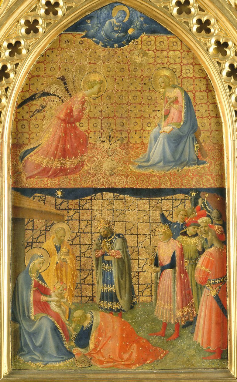 Zwiastowanie i adoracja Trzech Króli, c. 1433-1434. autorstwa Fra Giovanni Angelico da Fiesole