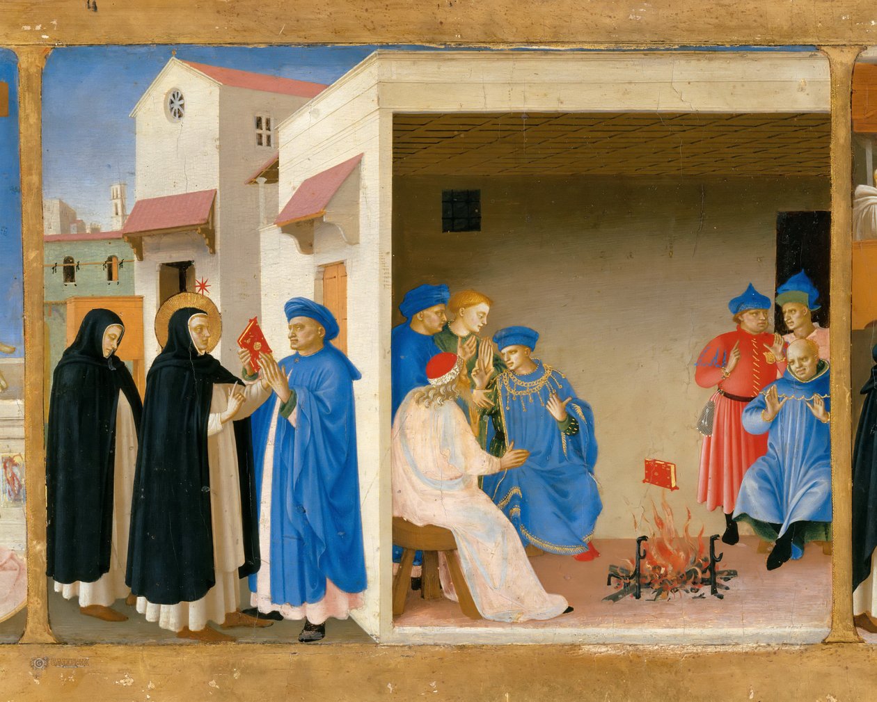 Spór św. Dominika i Cud Księgi Predelli retabulum Koronacja św. autorstwa Fra Giovanni Angelico da Fiesole