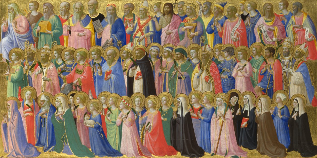 Poprzednicy Chrystusa z tablicą świętych i męczenników z Ołtarza Fiesole San Domenico, ok. 1930 r. 1423-1424 autorstwa Fra Giovanni Angelico da Fiesole