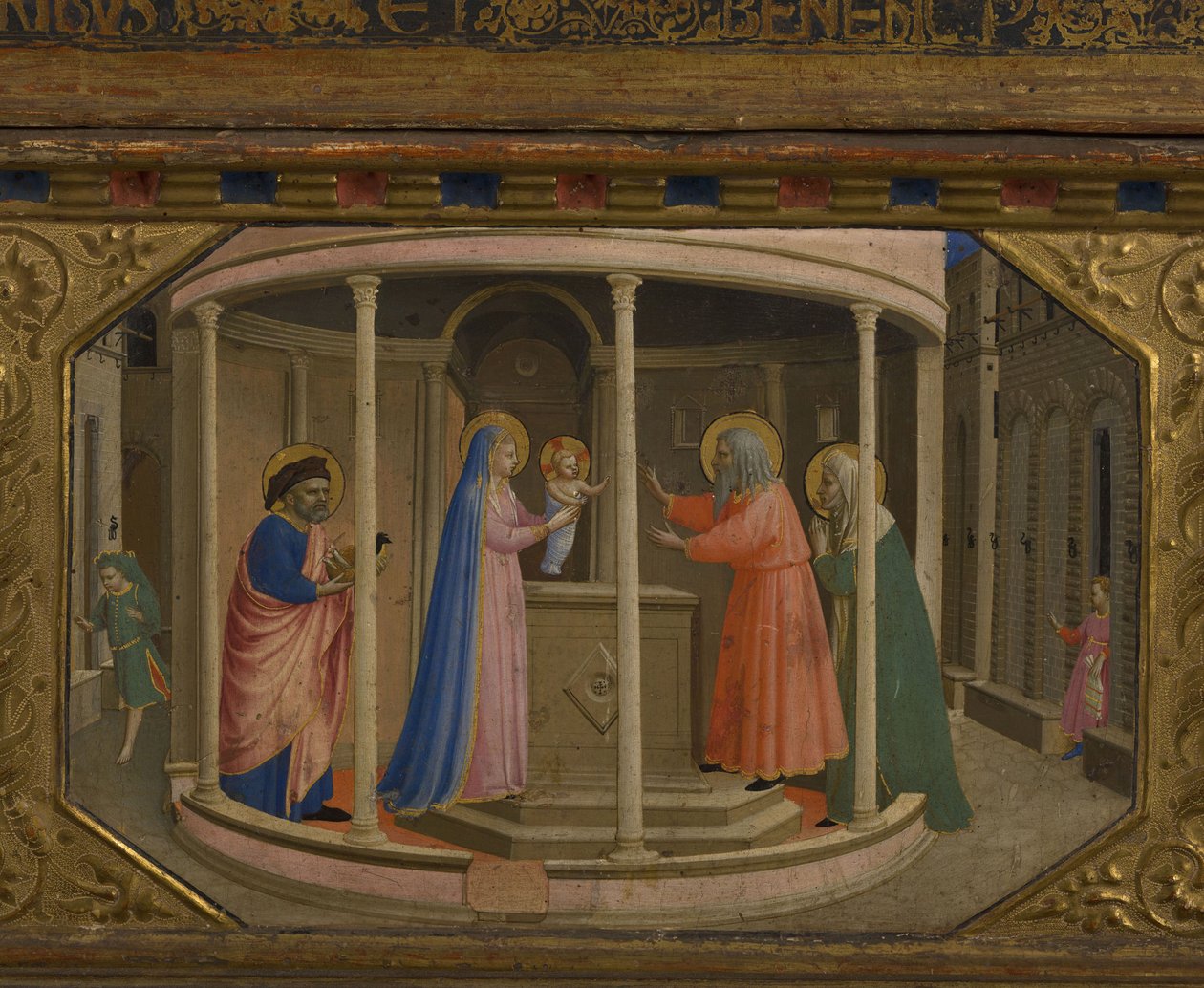 Ofiarowanie w świątyni Retabulum Zwiastowania z 5 scenami Predelli, 1430-1432 autorstwa Fra Giovanni Angelico da Fiesole