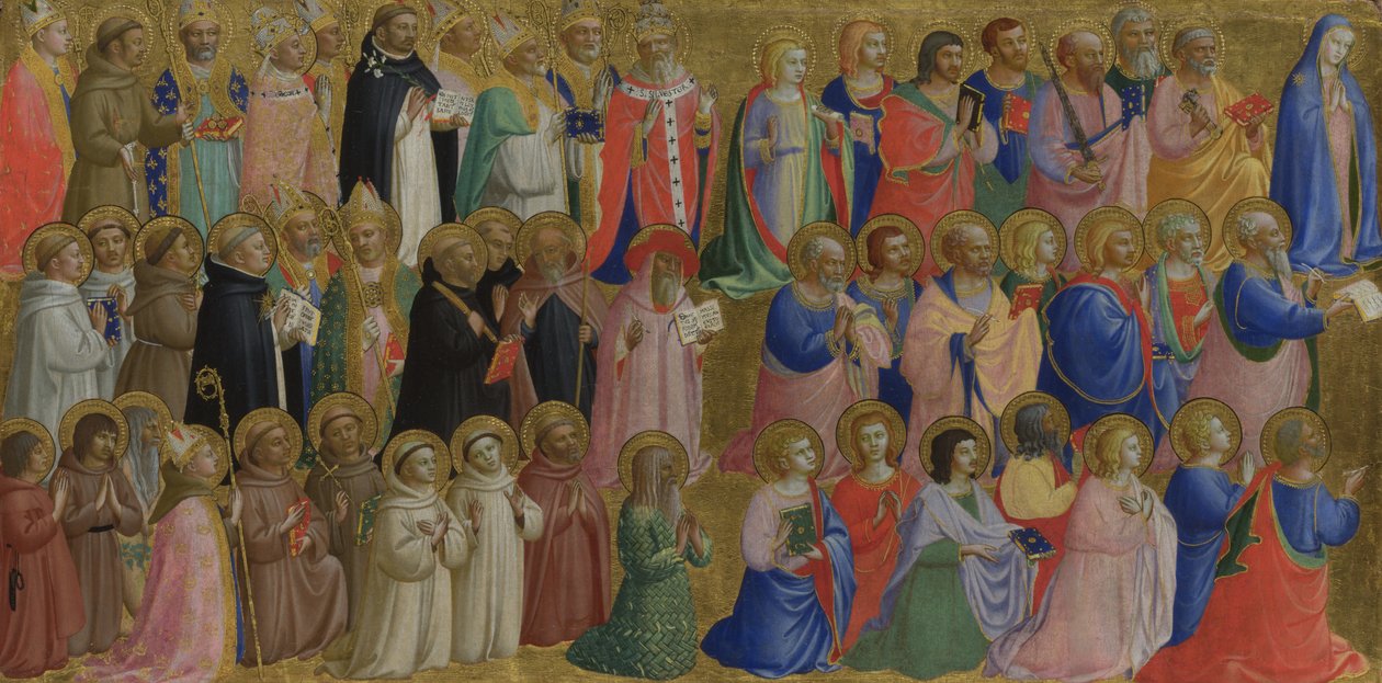 Panel Matki Boskiej z Apostołami i Innymi Świętymi z Ołtarza Fiesole San Domenico, ok. 1930 r. 1423-1424 autorstwa Fra Giovanni Angelico da Fiesole
