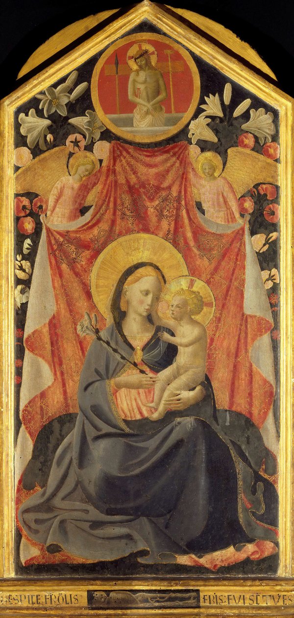 Dziewica z Dzieciątkiem i Dwoma Aniołami. autorstwa Fra Giovanni Angelico da Fiesole