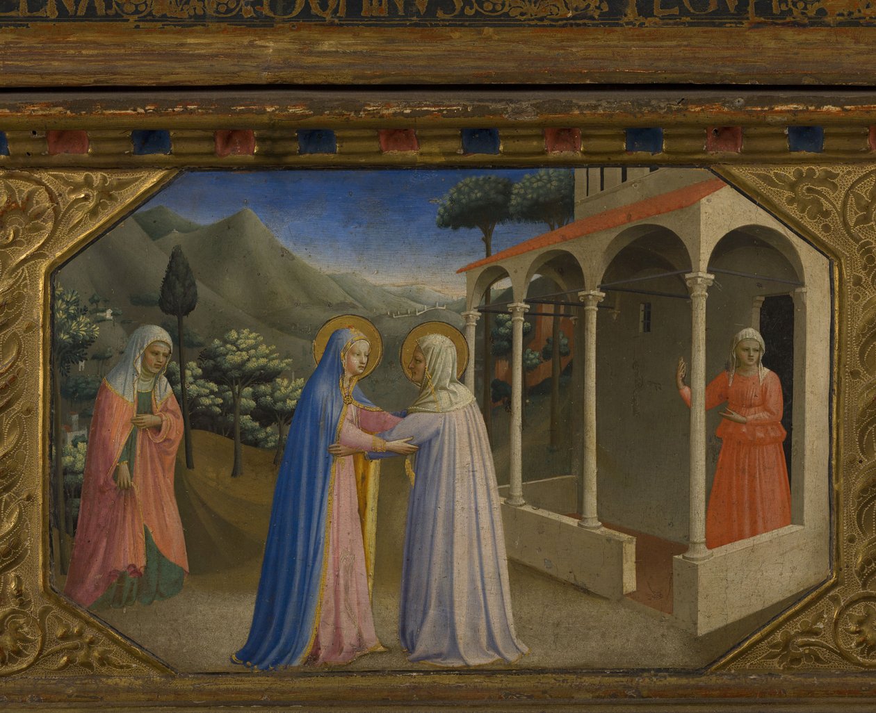 Nawiedzenie Retabulum Zwiastowania z 5 scenami Predelli, 1430-1432 autorstwa Fra Giovanni Angelico da Fiesole