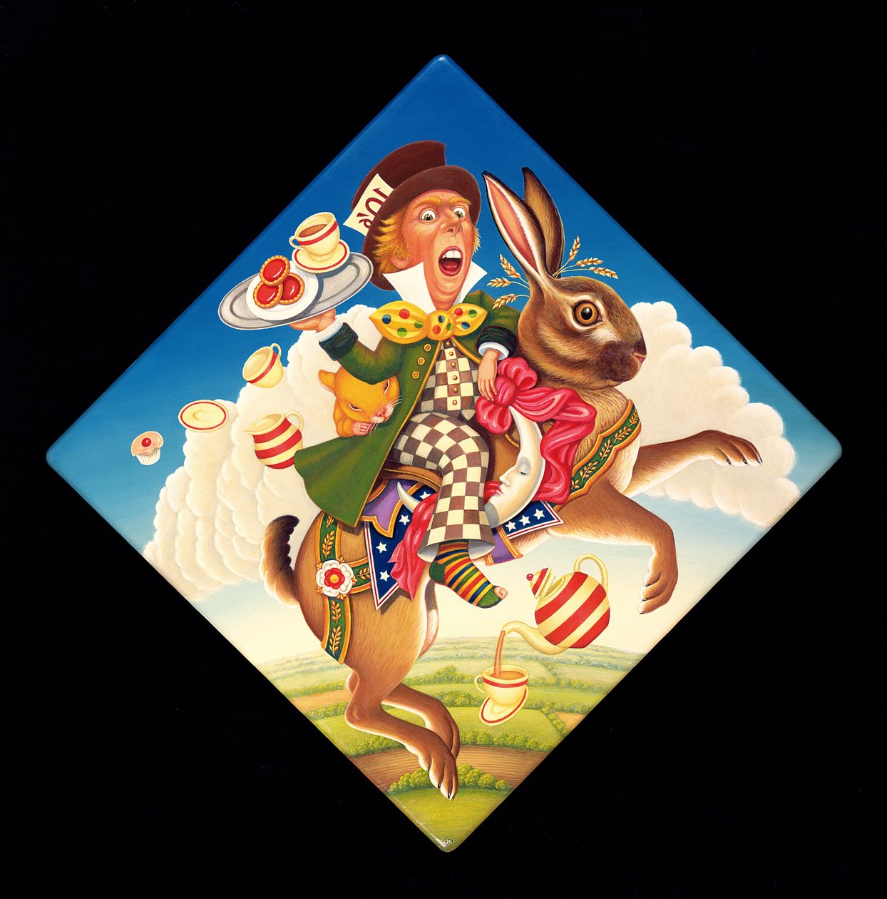 A Mad Tea Party, 2008 (olej i tempera na panelu) autorstwa Frances Broomfield