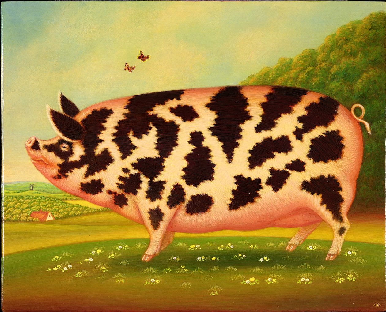Old Spot Pig, 1998 (olej i tempera na panelu) autorstwa Frances Broomfield