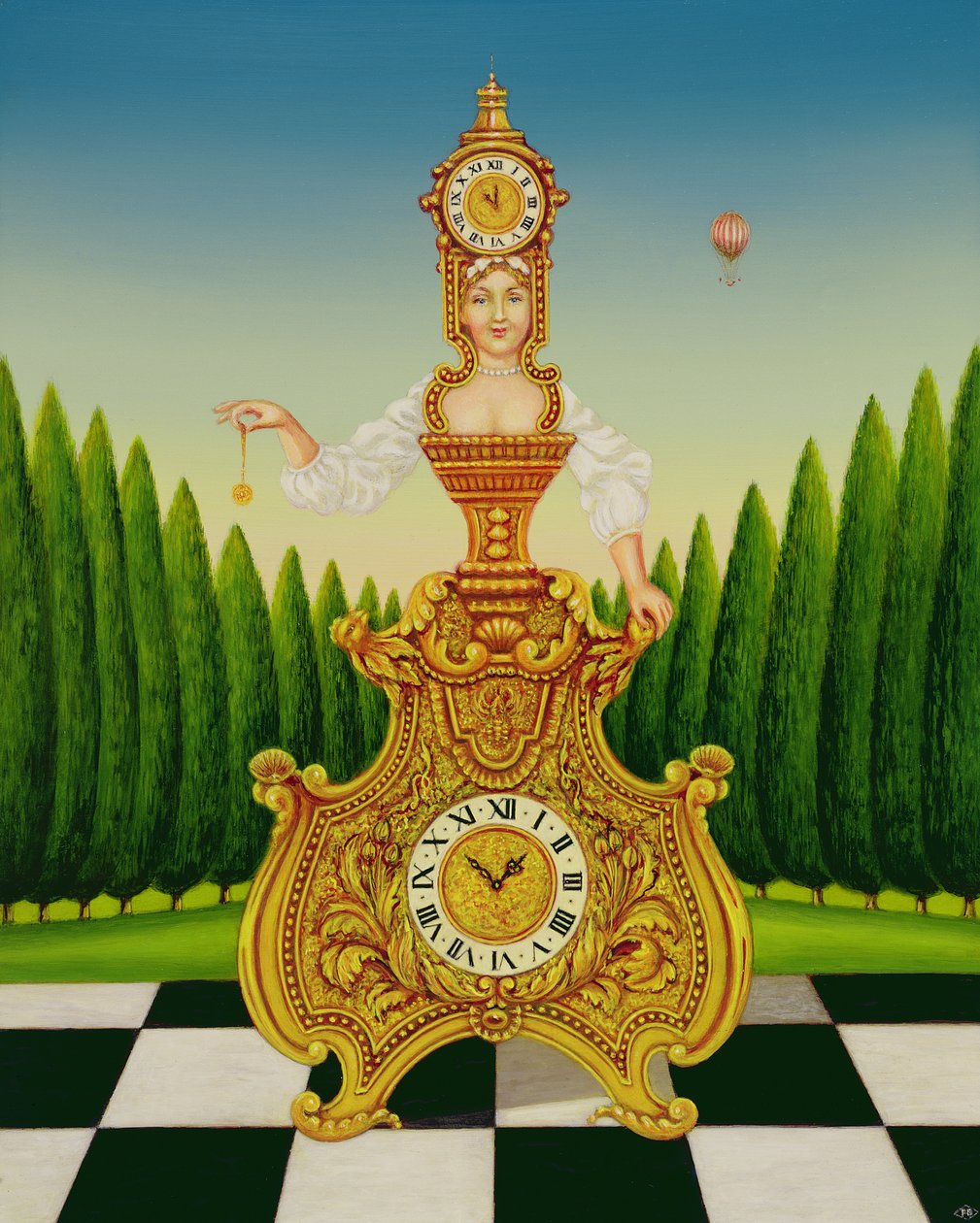 Żona zegarmistrza, 1999 (olej i tempera na panelu) autorstwa Frances Broomfield