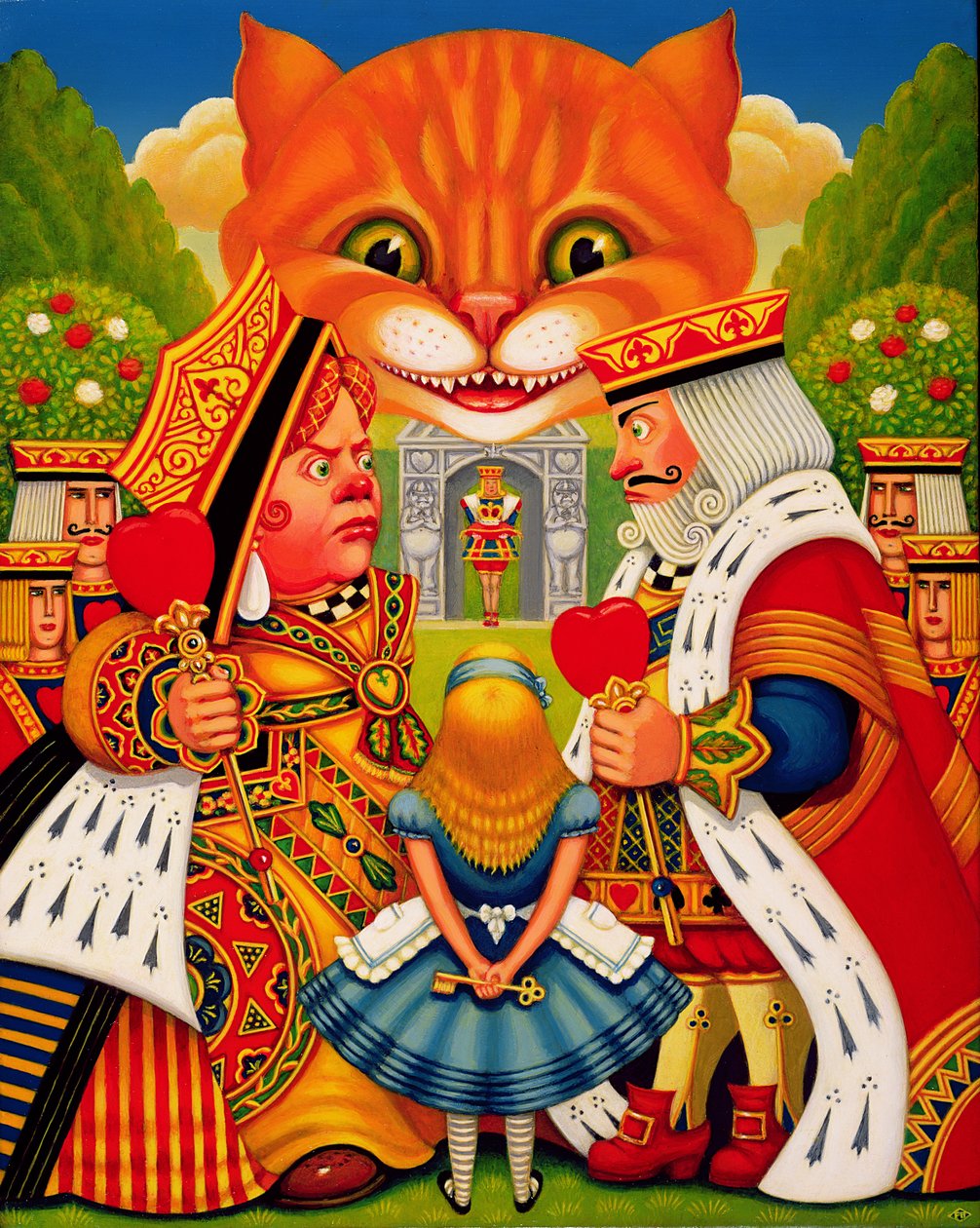 Król i królowa kier, 2010 (oleje i tempera na panelu) autorstwa Frances Broomfield