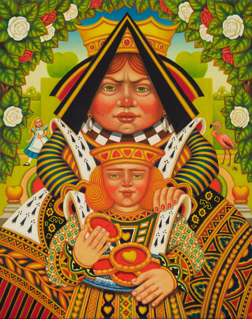 Łotr Serc, 2017 (olej i tempera na panelu) autorstwa Frances Broomfield