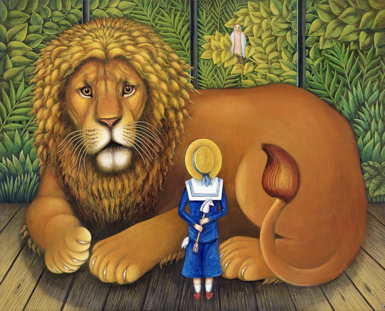 Lew i Albert, 2001 (olej i tempera na panelu) autorstwa Frances Broomfield
