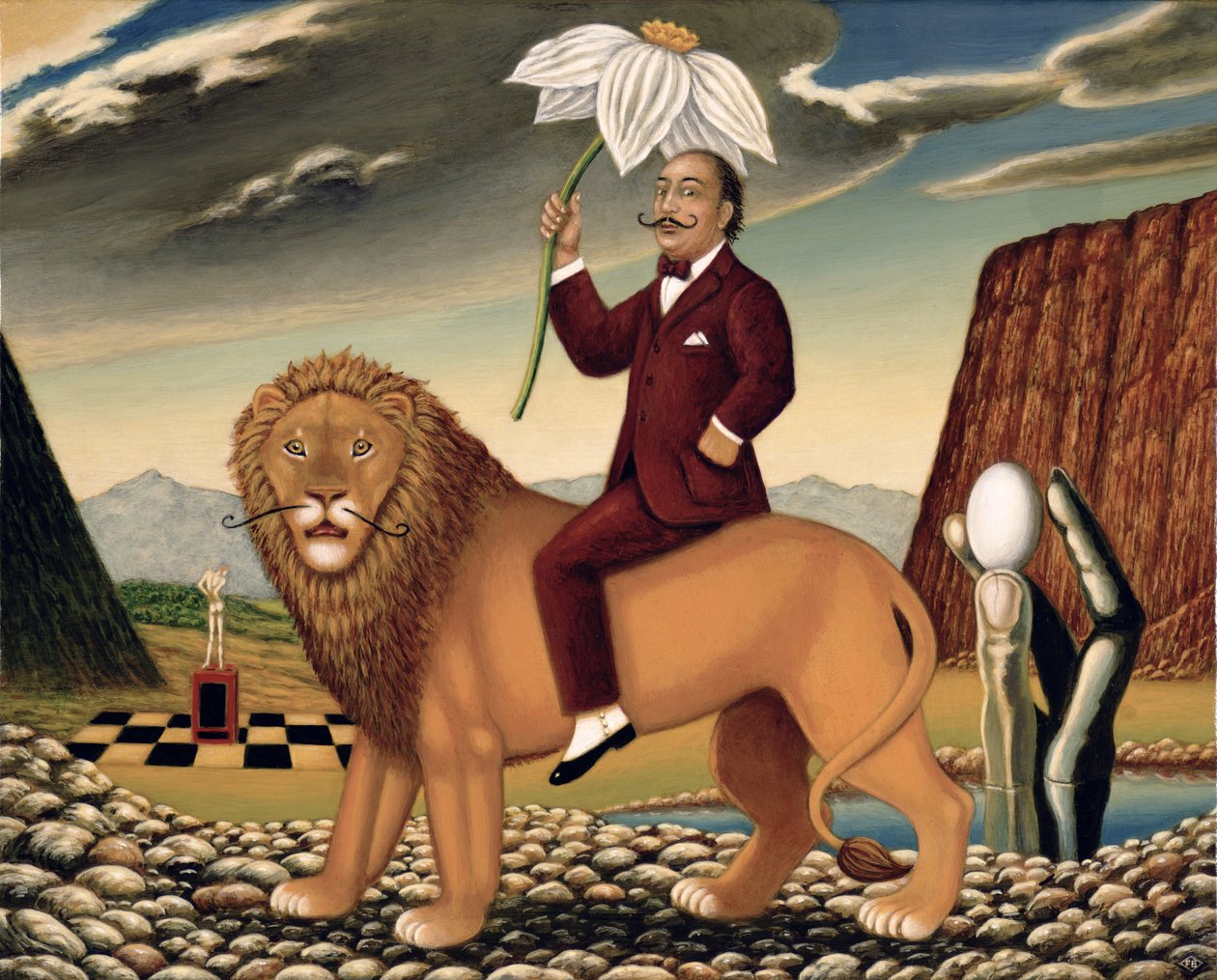 Metamorfoza Narcyza, 1999 (olej i tempera na panelu) autorstwa Frances Broomfield