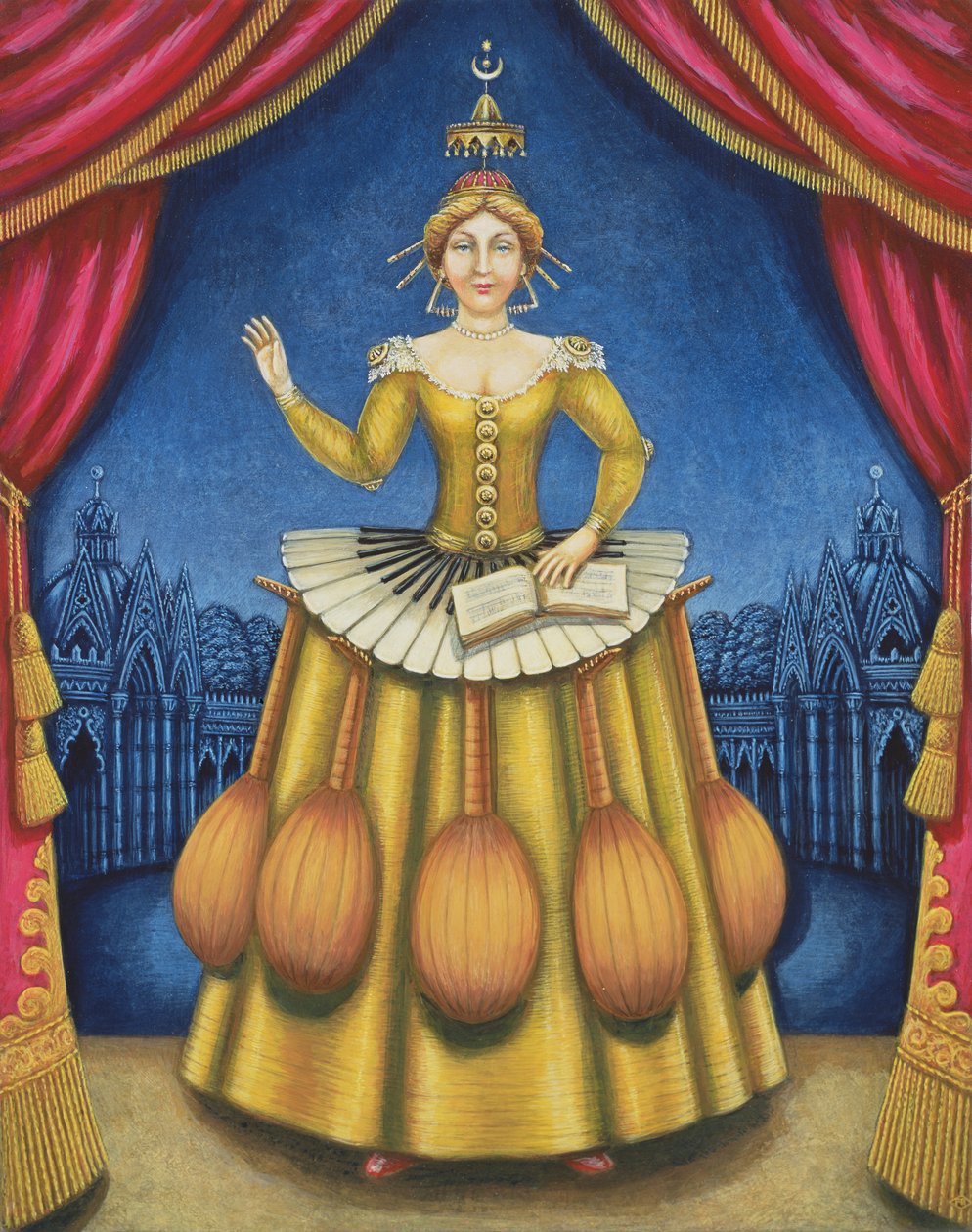 The Musicians Wife, 2002 (olej i tempera na panelu) autorstwa Frances Broomfield