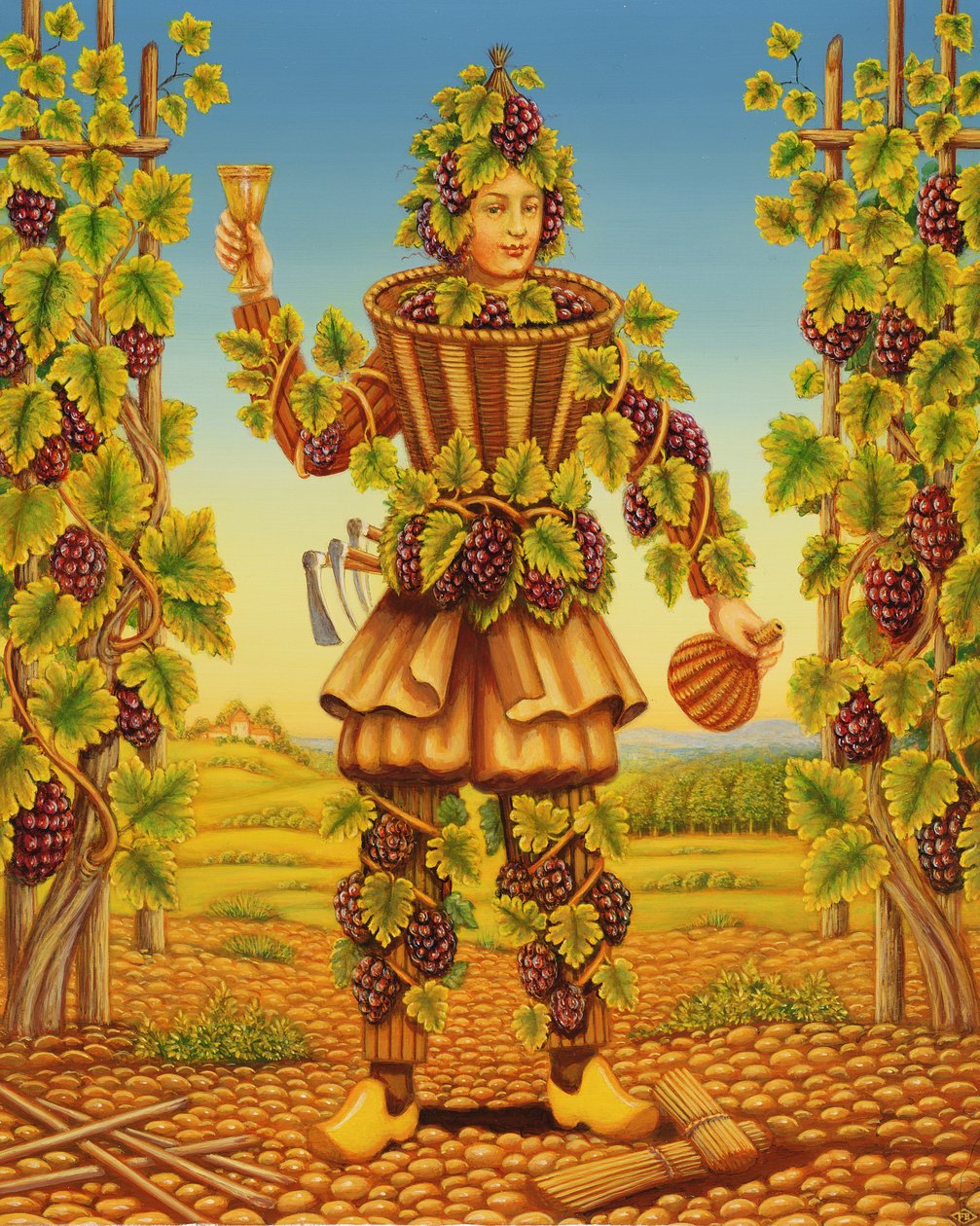 The Vignerons Habit, 1998 (olej i tempera na panelu) autorstwa Frances Broomfield