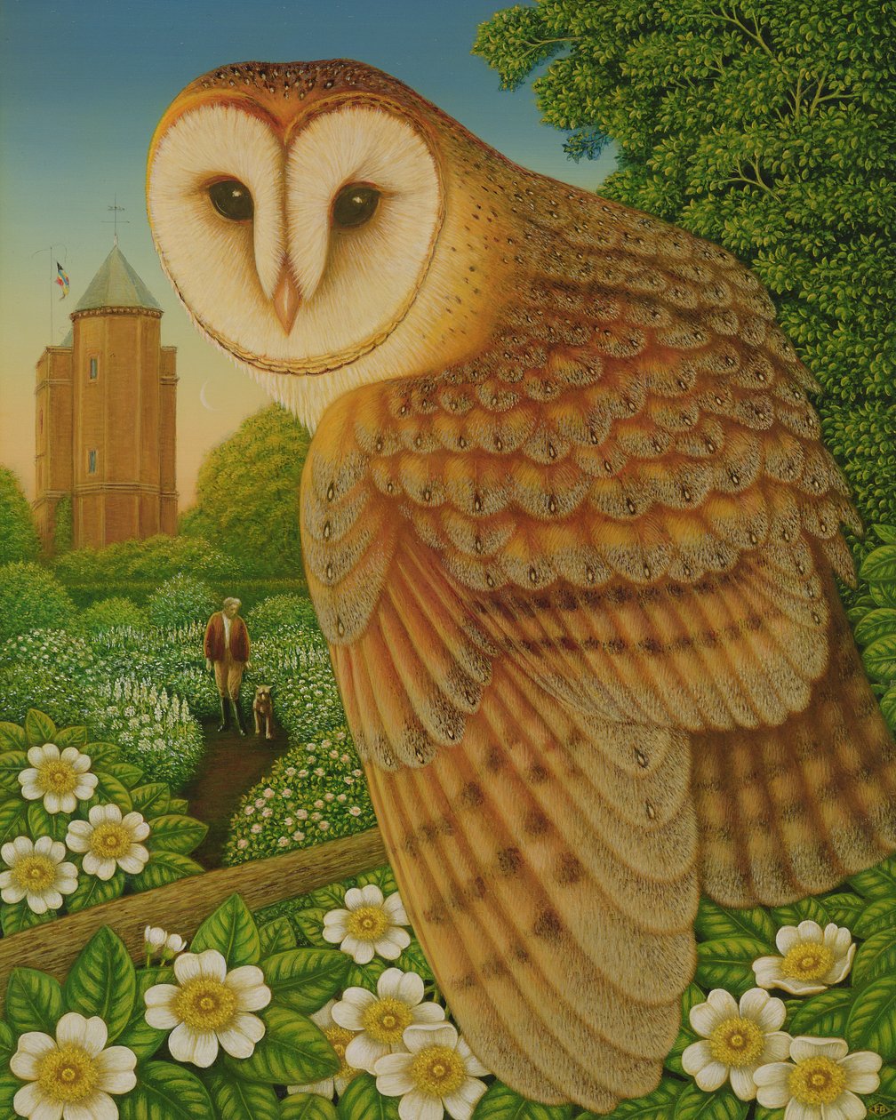 Biały ogród, 1997 (olej i tempera na panelu) autorstwa Frances Broomfield