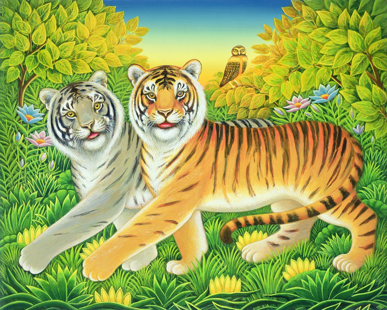 Tyger Tyger, 2002 (olej i tempera na panelu) autorstwa Frances Broomfield
