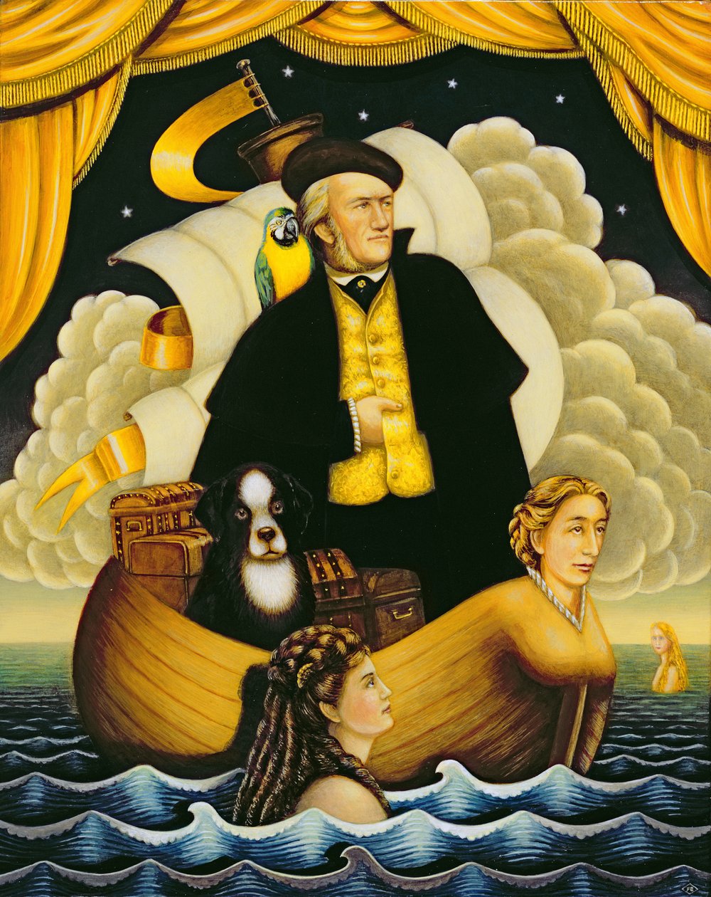 Wagner, Latający Holender, 2001 (olej i tempera na panelu) autorstwa Frances Broomfield