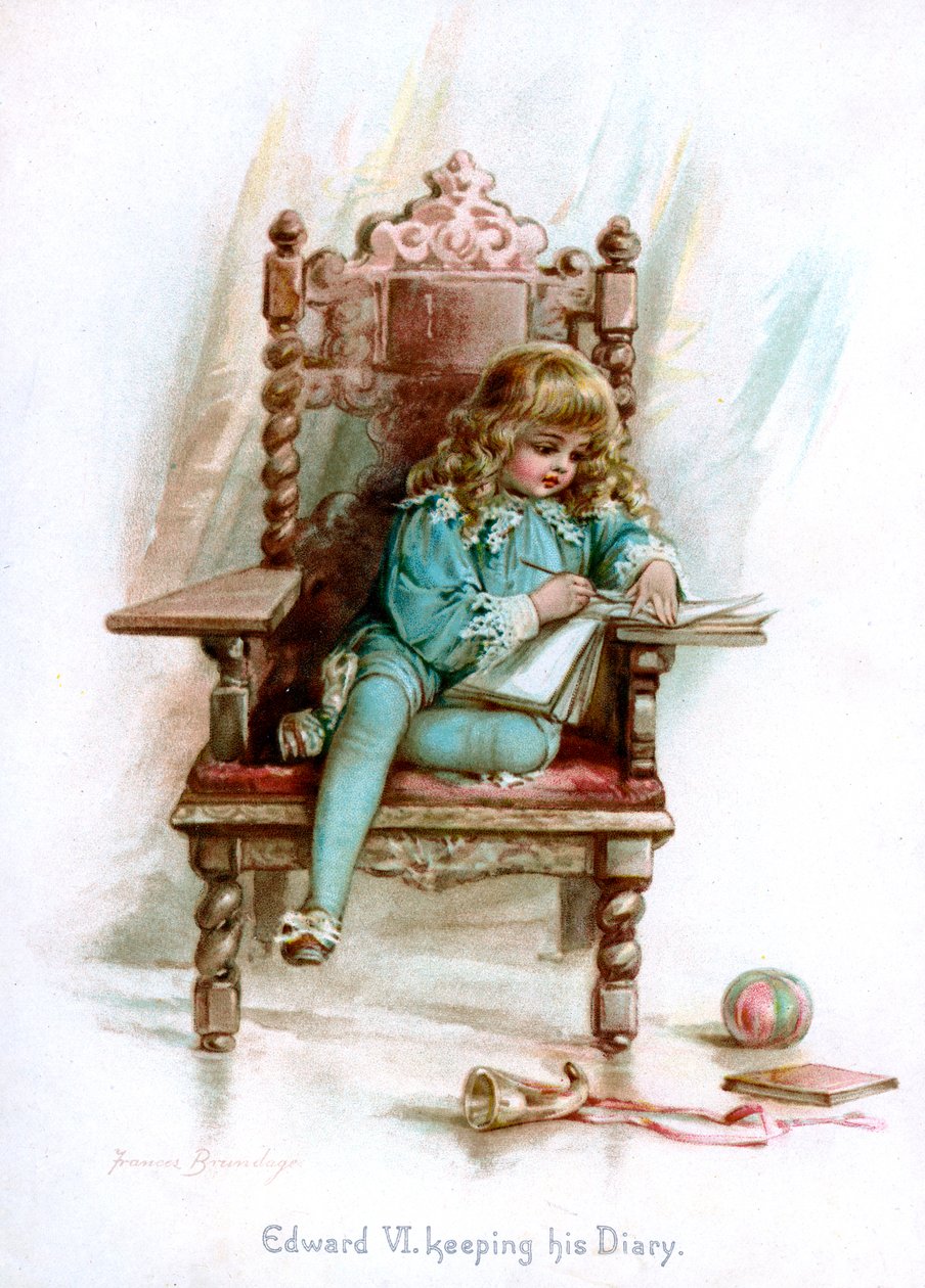 Edward VI, prowadzący Dziennik, 1897. autorstwa Frances Brundage