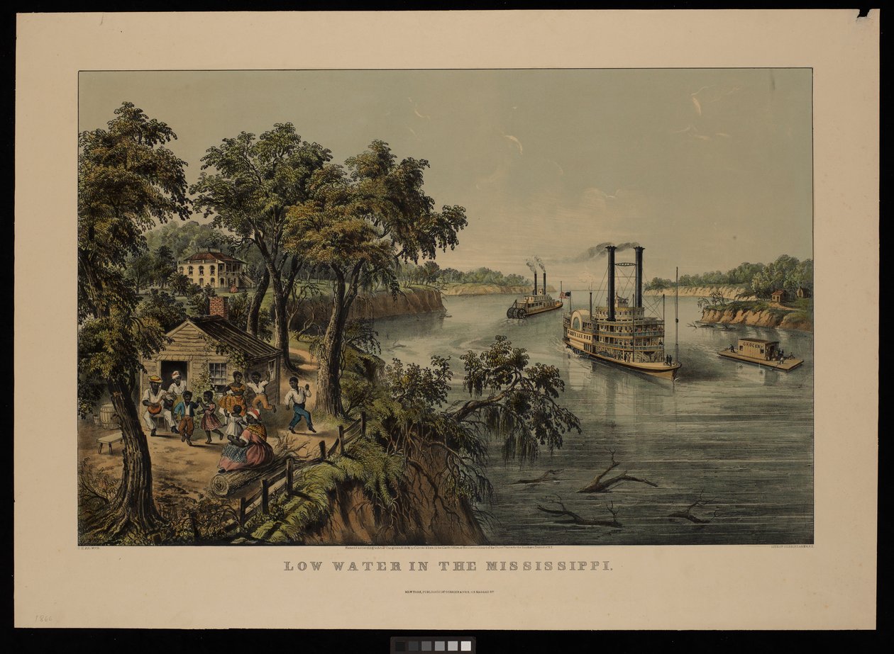 Niski poziom wody w rzece Mississippi Robert E Lee autorstwa Frances Flora Bond (c.1812 76) (after) Palmer