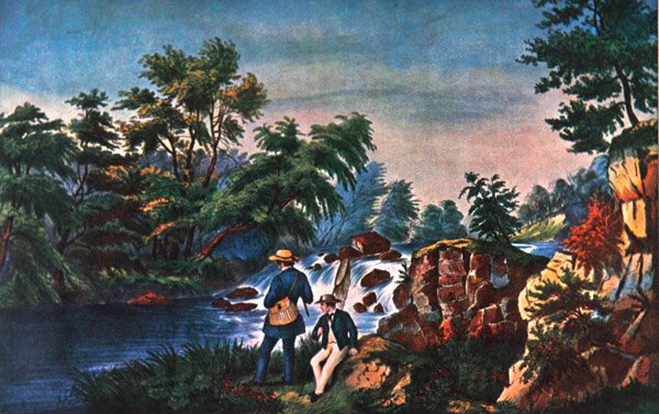 The Trout Stream, wydany przez Currier & Ives autorstwa Frances Flora Bond (c.1812 76) (after) Palmer