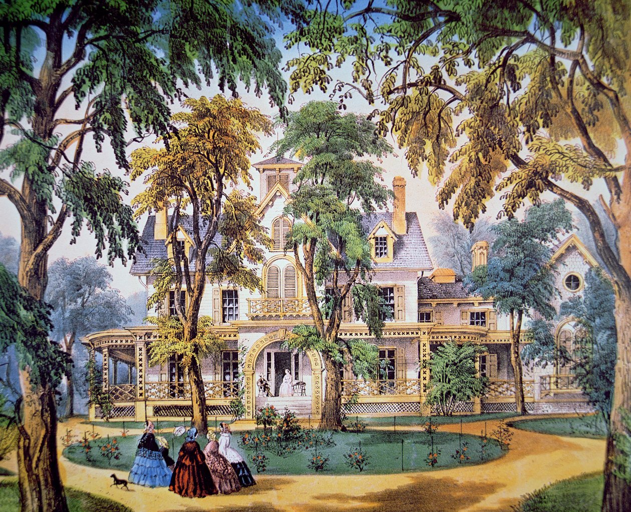 Dom plantatora, ok.1858 (kolor lito) autorstwa Frances Flora Bond (c.1812 76) Palmer
